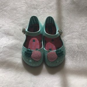 Mini Melissa Green and pink pineapple shoes